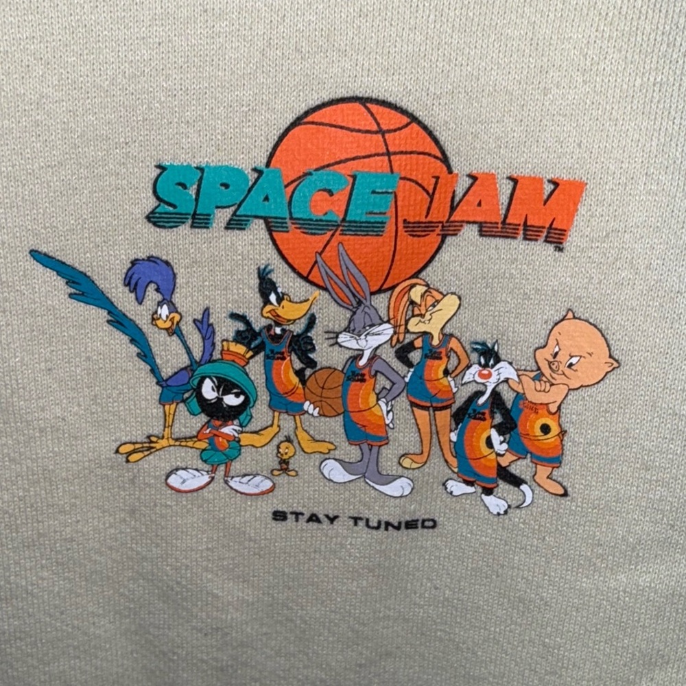 🏖️10 items for $20☀️ Space Jam Cream Hoodie with Cartoon Graphic| size XXL - Picture 2 of 7